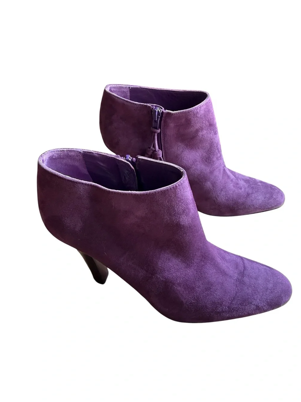 Brooks Brothers Italian Made Purple Suede Ankle Boots with Tassel Zip
